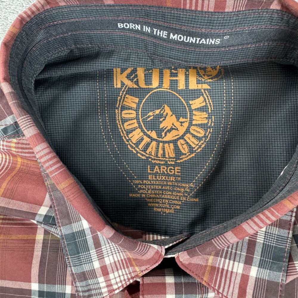 KUHL Mountain Grown Eluxur Mens Lightweight Red Plaid Short Sleeve Button Shirt - Picture 4 of 8